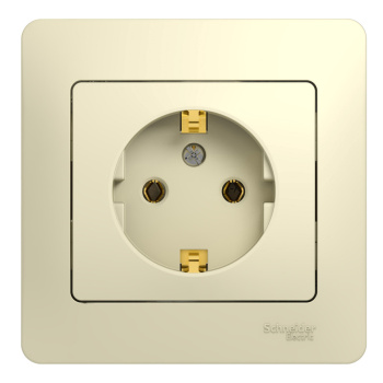 Розетка "Glossa" СП 1-мест. бежевая с/з GSL000242 *1/15