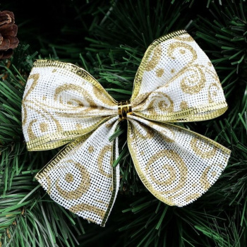 Бант праздничный Вьюнок, золотой, 11 х 9 см