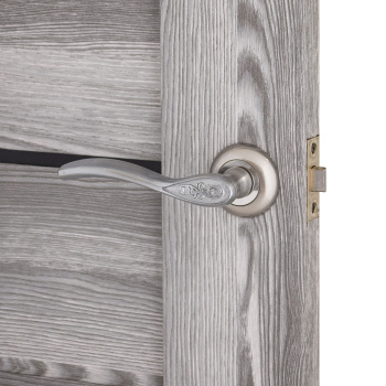 Дверное полотно остекленное 2000х600х38 мм Двери Гуд Х32, ривьера грей/черный